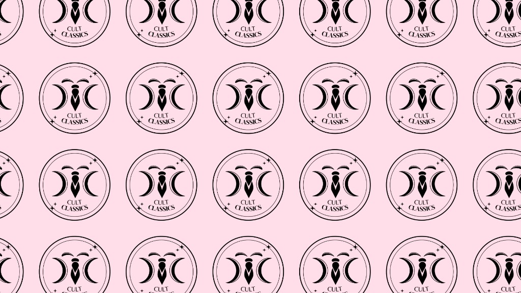 Cult Classics: brand book page 8: Repeating pattern: white mark on a deeper rose, for darker contexts and accessories.