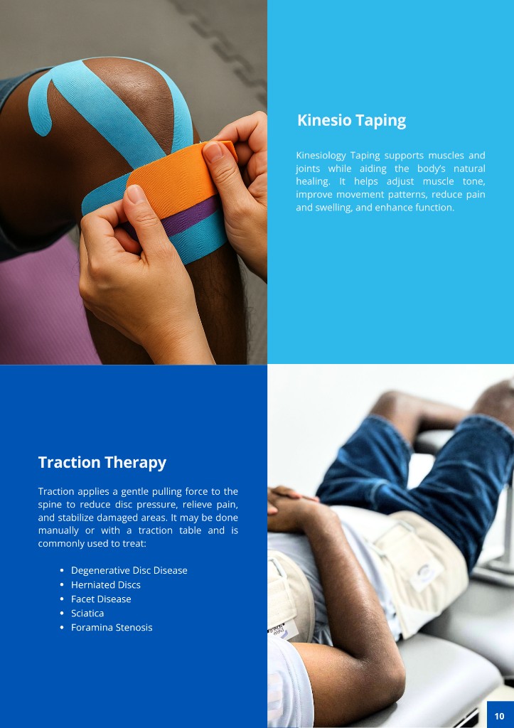 Physio Solutions Company Profile page 13: Kinesio taping & traction therapy